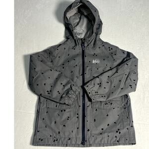 REI Kids Grey/Black Rain Jacket Coat Size XS 6/7